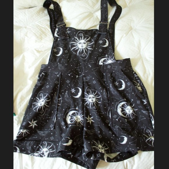 Blackmilk Moon and Sun Black Short Overalls Large - Picture 1 of 7